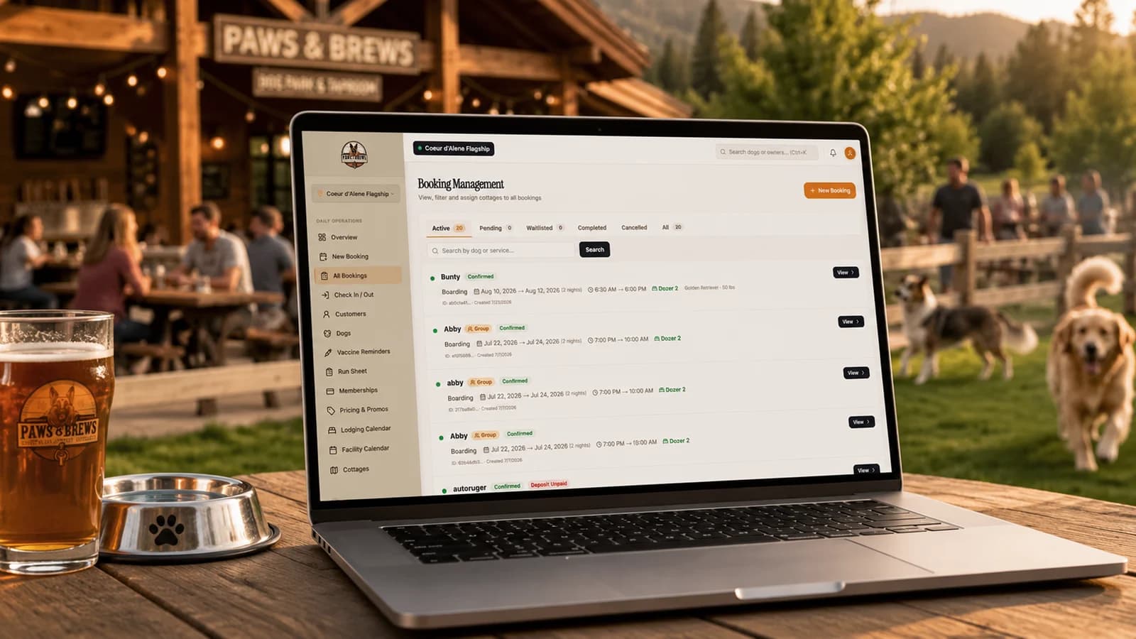 Paws N Brews — Hospitality franchise operating system